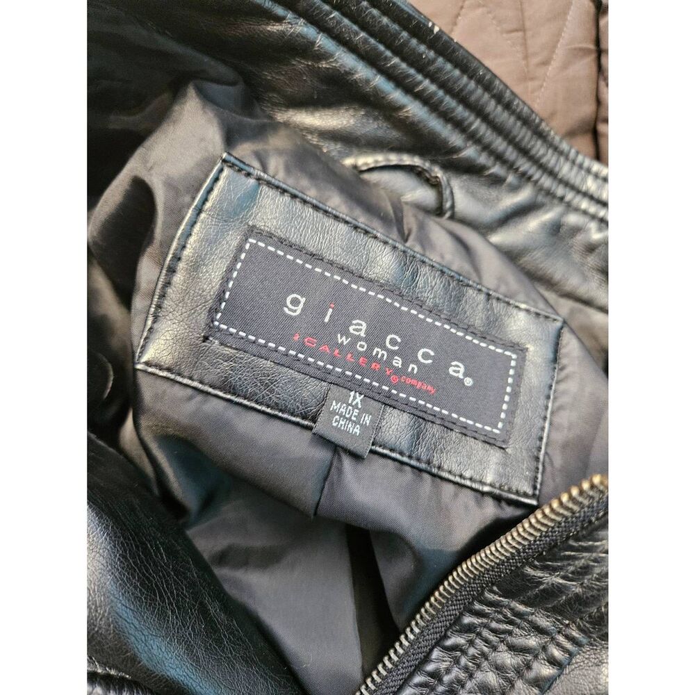 Giacca Women Black Leather Jacket Womens Size 1X - Picture 7 of 10